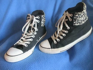 Damen * Herren Unisex Canvas Stoff Basket Freizeit Chucks Schuhe mit Karos Converse All Star 41-42