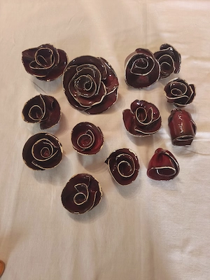 Keramik - Rosen weinrot