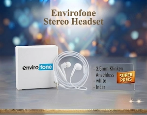 envirofone Stereo Headset InEar, Weiß, 3,5 mm - SUPER SCHNÄPPCHEN 