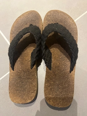 Schwarze Kork Flip-Flops mit Stoff Zehentrenner besonderes Angebot für Liebhaber 