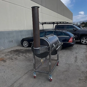 KESSER XXL Holzkohlegrill BBQ Smoker mit Deckel, Thermometer, 8 Spießen & Rädern