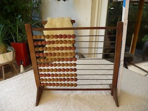 Antiker großer Abacus Abakus Rechenmaschine Rechenschieber Rechenrahmen Holz um 1900