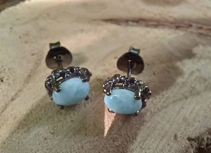 Silberohrringe geschwärzt 925 Silber mit Larimar