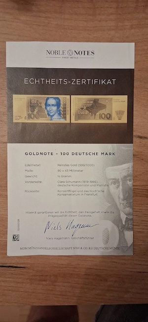 100 D-Mark in 999 Gold 0,5g