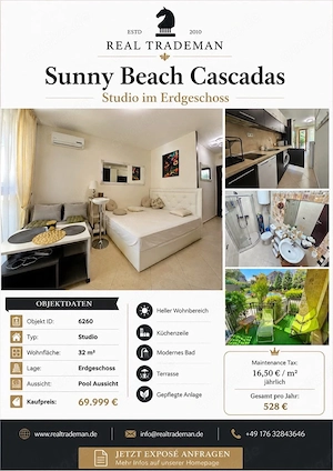 Studio zum Verkauf in Sunny Beach   Cascadas Family Resort
