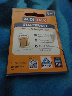 Simkarte Sim Karte Aldi Talk Prepaid Pre Paid AKTIVIERT REGISTRIERT bereits freigeschaltet 10 Euro S