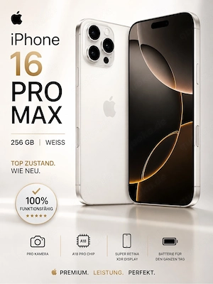 iPhone 16 Pro Max 256 GB   Weiß | Top Zustand