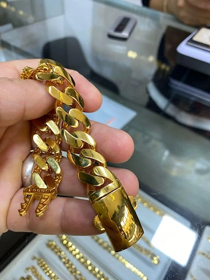 Panzerkette aus 22-karätigem Gold, 16,2 mm breites Panzerarmband aus 22-karätigem Gold,