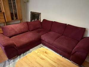 L-förmige Couch Bordeauxrot 