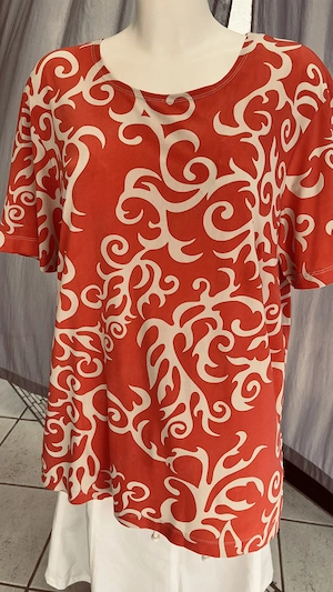 In-Print Shirt mit Kurzarm Gr. XL rot gemustert