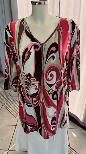 In-Print Shirt mit 3 4 Arm Gr. XL Rose gemustert