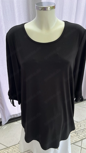 Kim & Co Trendiges Shirt mit Ärmel-Band Gr. XL schwarz
