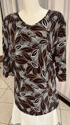 In-Print Shirt mit 3 4 Arm Gr. XL dunkelblau gemustert