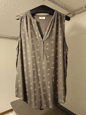 Damenbluse grau mit weißen kleinen Blümchen Gr.44 46 L