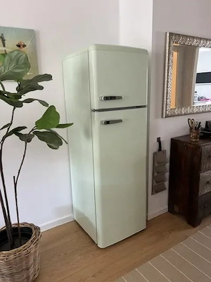 Kühlgefrier-Kombi im Retro-Design pastelgrün, 2 Jahre alt