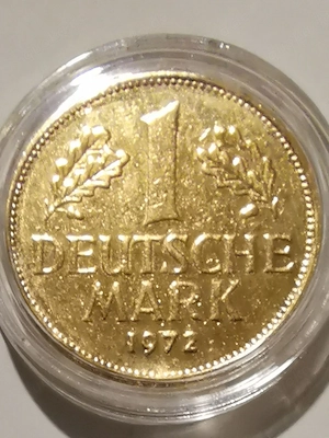 "1 Deutsche Mark 1972" voll vergoldet 24 Karat