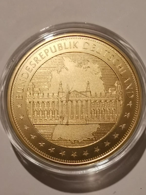 Gedenkprägung "Reichstag in Berlin" voll vergoldet 24 Karat