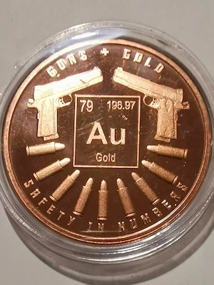 1 Unze Kupfermünze "Guns + Gold" 1 oz 999er Feinkupfer