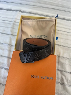 LOUIS VUITTON LV Vintage Gürtel Herren Monogram Eclipse Schwarzmatt Schnalle Neu in Box Staubbeutel 