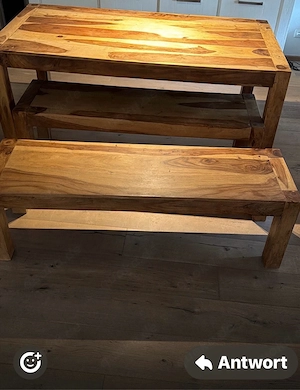 Esstisch Massivholz mit zwei Sitzbänke
