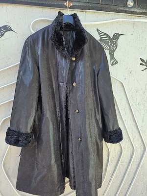 C&A Damen Wintermantel schwarz Fellkragen Vintage Retro