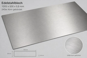 Edelstahlblech 1  mm   240er Korn gebürstet   NEU