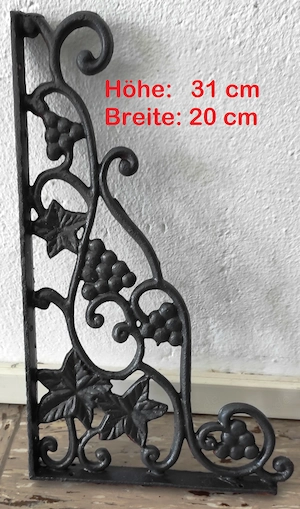 Regalhalter Vintage 4 Stück aus Gusseisen   dunkel gestrichen