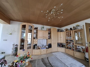 Wohnwand helles Holz Beige Holz Glas mit Vitrinen Eckschrank
