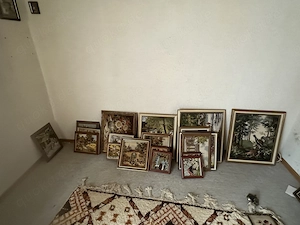 32 handgestickte Gobelinbilder   große Sammlung   gerahmt   Vintage   verschiedene Motive