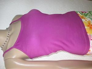 NEU Edel sportiv DESIGNER Baumwolle Bodycon Spaghetti Träger Top T-Shirt Gr. 34-36  XS-S erika pink