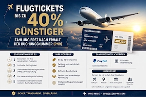 Flugticket mit einer Rabattierung bis zu 40 %