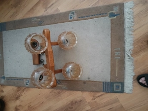 sehr Alte Wohnzimmer Deckenlampe aus Holz mit Glas sehe Fotos