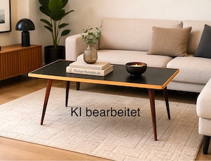 Vintage Mid Century Modern Couchtisch 1960er   Design Klassiker mit schwarzer Oberfläche