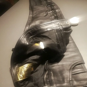 Biker-Schnuer-Jeans, robustes Echtleder, Gr.50 (L)