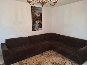 Schlafsofa, Sofa mit Sessel und Hocker, inkl. Bettkasten, umfangreiche Stoffgarnitur zu verkaufen