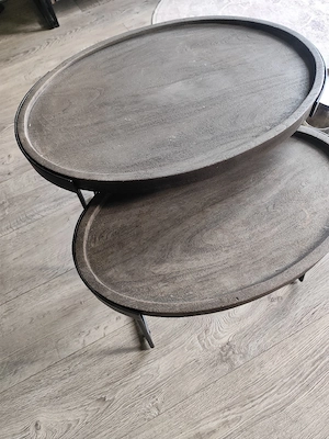 2 massive Teakholz Couchtische   Industrial Style   Loft   dunkel