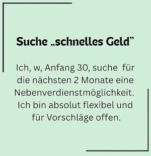 Suche Nebenverdienst zur Überbrückung