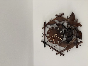 schicke Wanduhr Leder Holz für Bastler