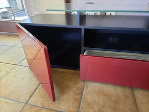 TV-Schrank mit Glasplatte burgunderfarben 