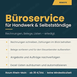 Büroservice: Rechnungen, Belege, Excel   für Handwerk & Selbstständige