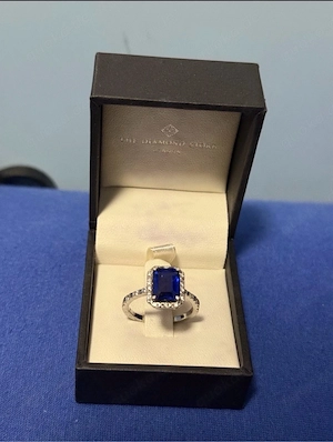 Astra 1.90ct Lab Sapphire Halo Shoulder Set Octagon Cut Ring in Silver Gr.57