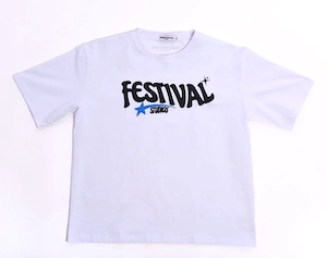 Festivalstudios 400g 3D Puff Print T-Shirt in schneeweiß jeder Größe erhältlich