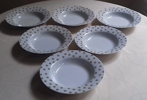 6 tiefe Teller "flirt VOGUE Dots beige" 23,5 cm