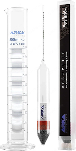 ARKA Aräometer Set inkl. Messzylinder   Meerwasser Dichtemesser   wie neu
