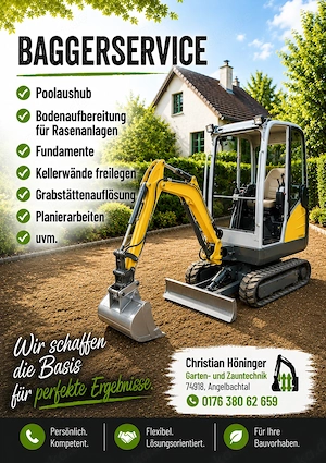 Baggerservice Baggerarbeiten rund ums Haus