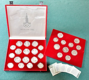 Komplettset 28 Silbermünzen Olympiade Moskau 1980 - 630g Feinsilber