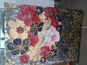 Acrylbild 60 x 80 gespachtelt Blumenfee