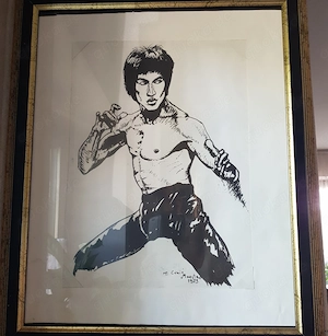 Verkaufe eine gerahmte Zeichnung Bruce Lee