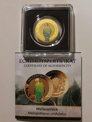 Goldmünze Papageien "Wellensittich" 1 1000 oz 999er Feingold mit Zertifikat