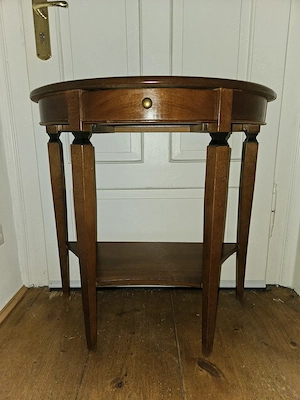 Halbrunder Konsolentisch Kirschholz Halbmond Demi Lune Tisch mit Schublade